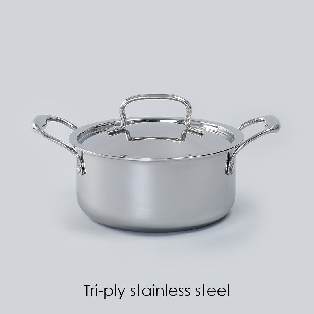 Wonderchef Nigella 3-Ply Stainless Steel Kadhai 24cm